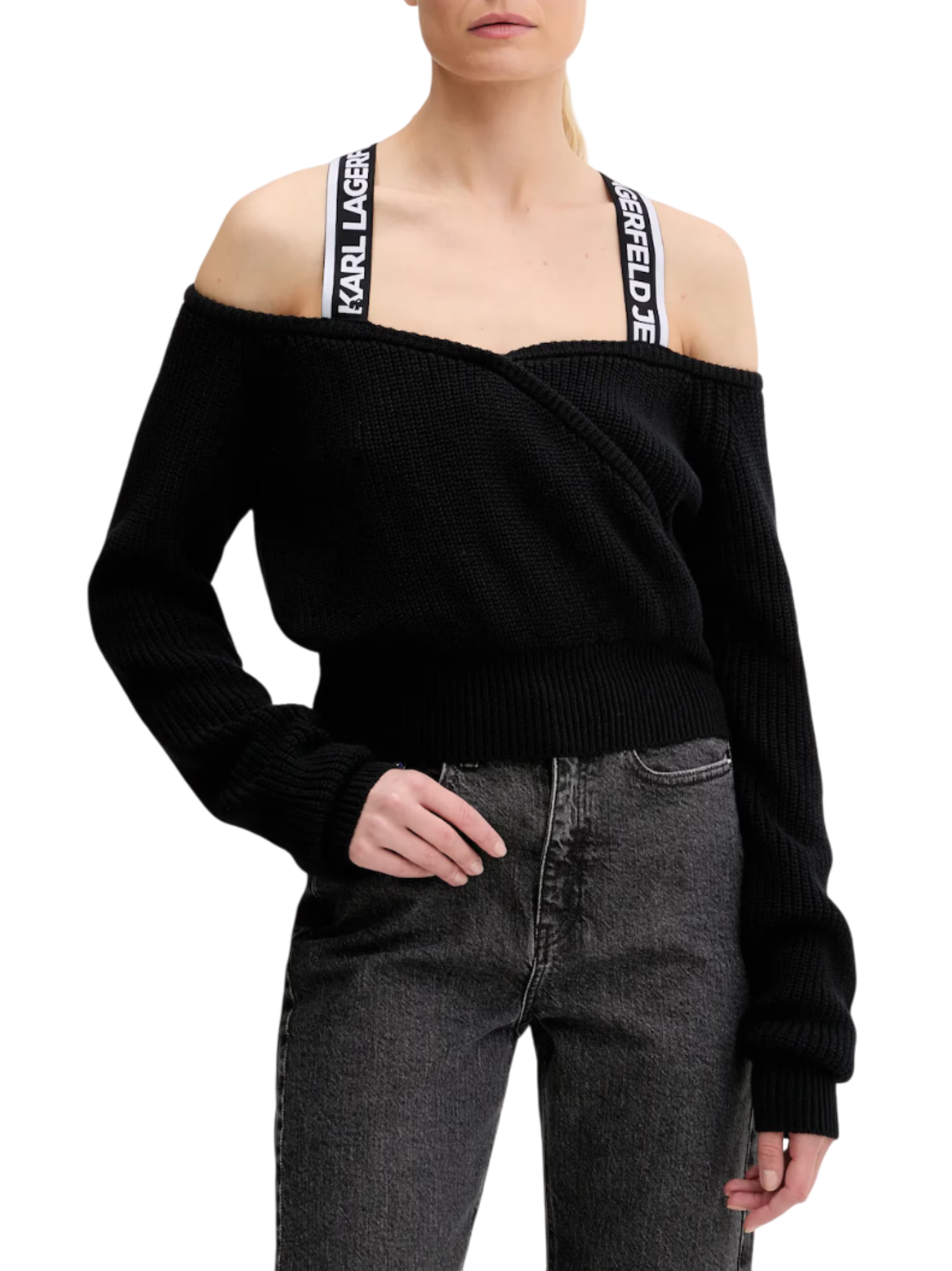Karl Lagerfeld Jeans maglia con fasce logate nero A3W18009 999 KARL LAGERFELD 