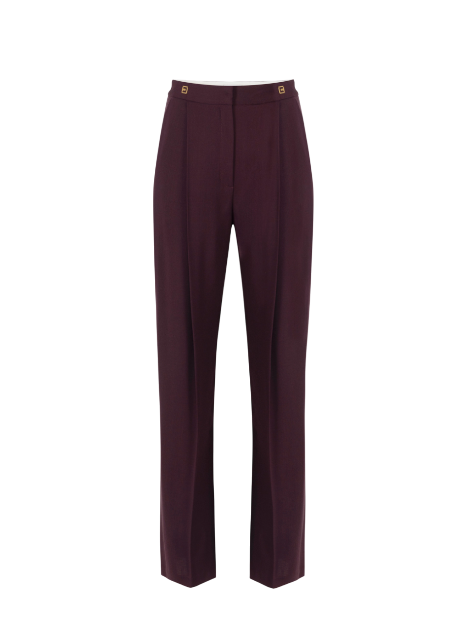 Elisabetta Franchi pantaloni flare con dettagli logati borgogna PA12356E2 EA4 ELISABETTA FRANCHI 