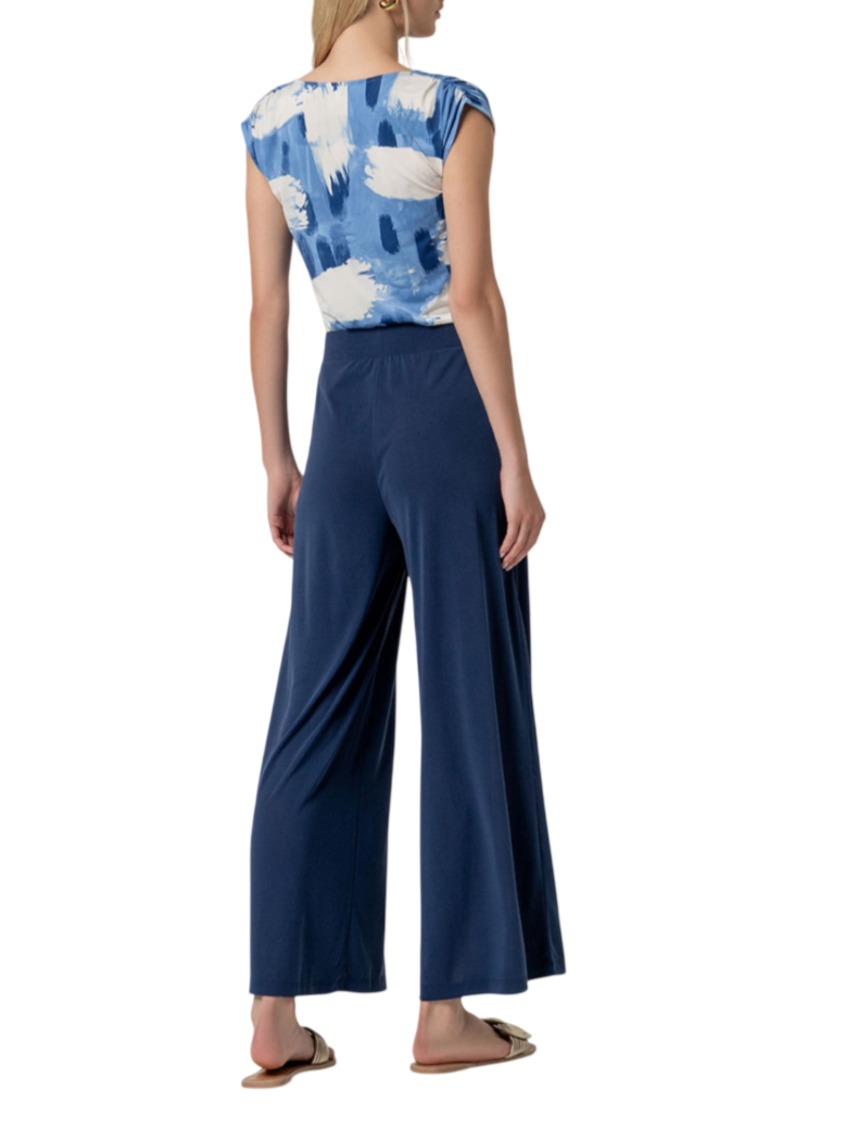 Surkana pantalone wide leg donna misto modal blu 526BAMO518 52 SURKANA 