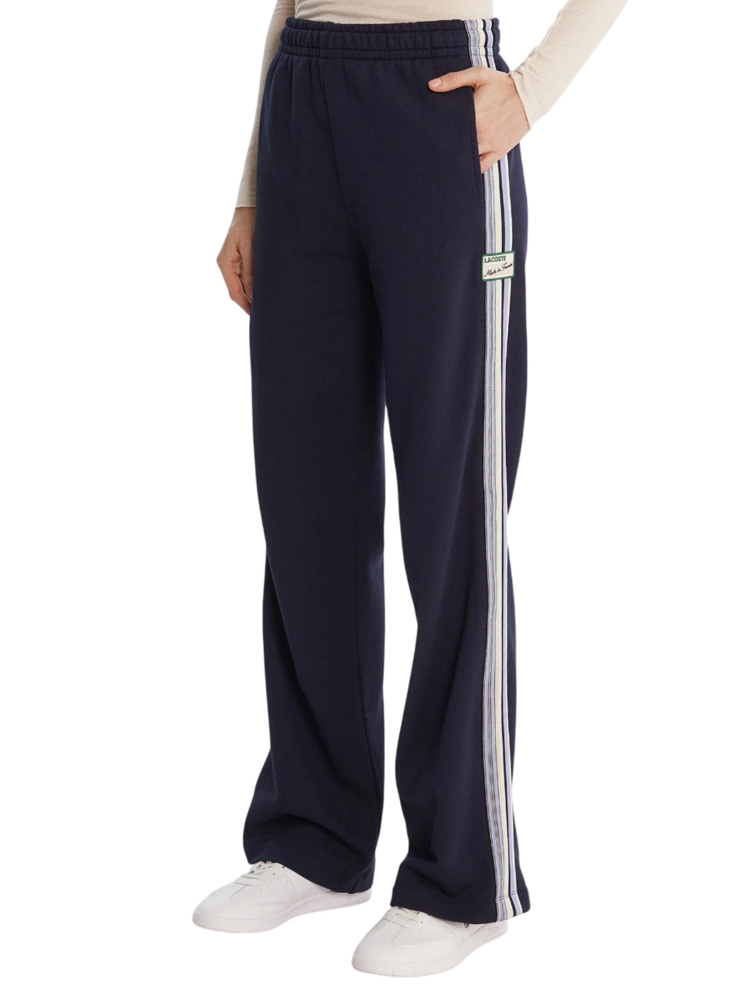 Lacoste pantaloni in felpa con bande blu XF5250 166 LACOSTE 