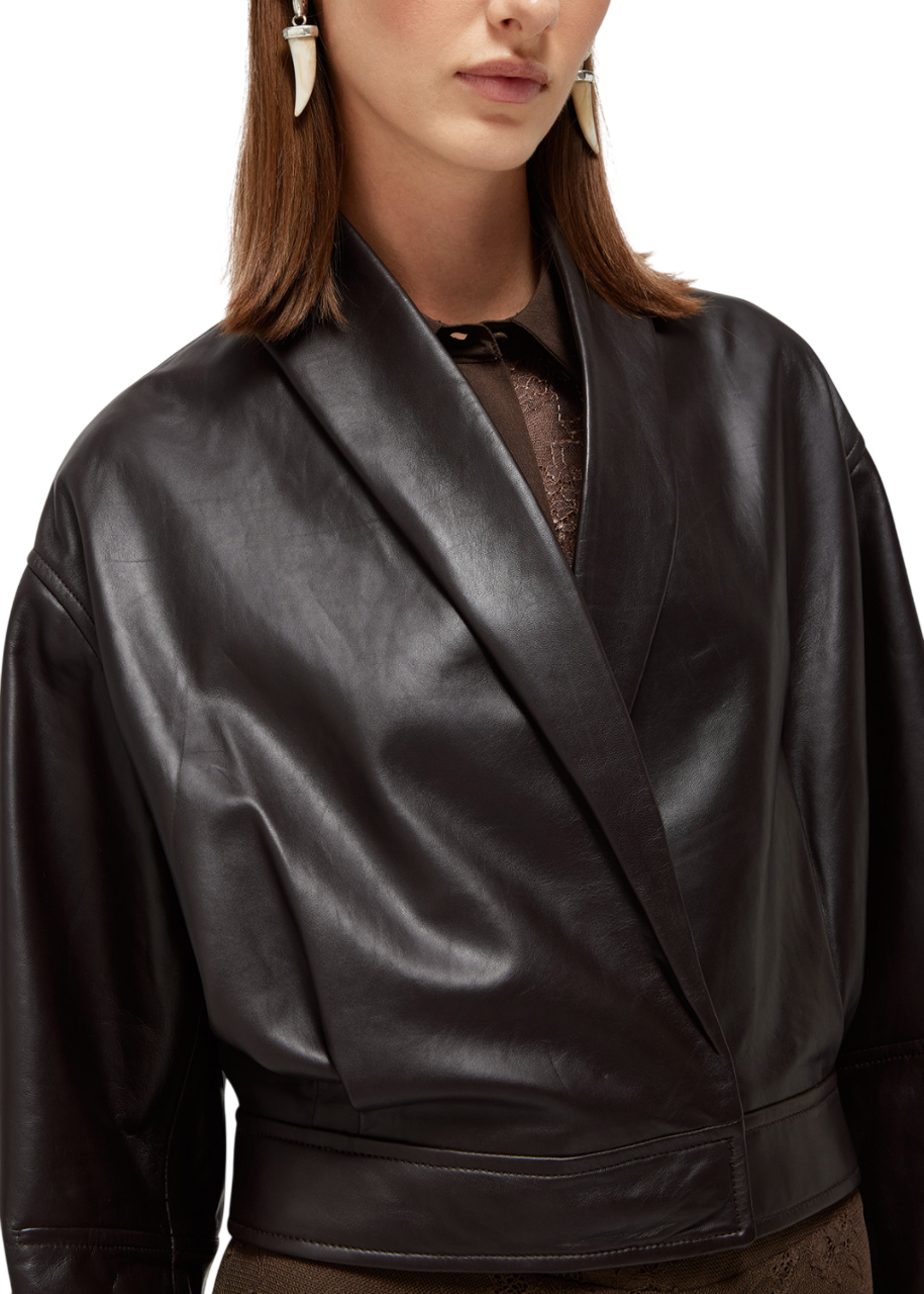 Blugirl giubbino donna in pelle marrone cioccolato RA6030P0356 90913 BLUGIRL 