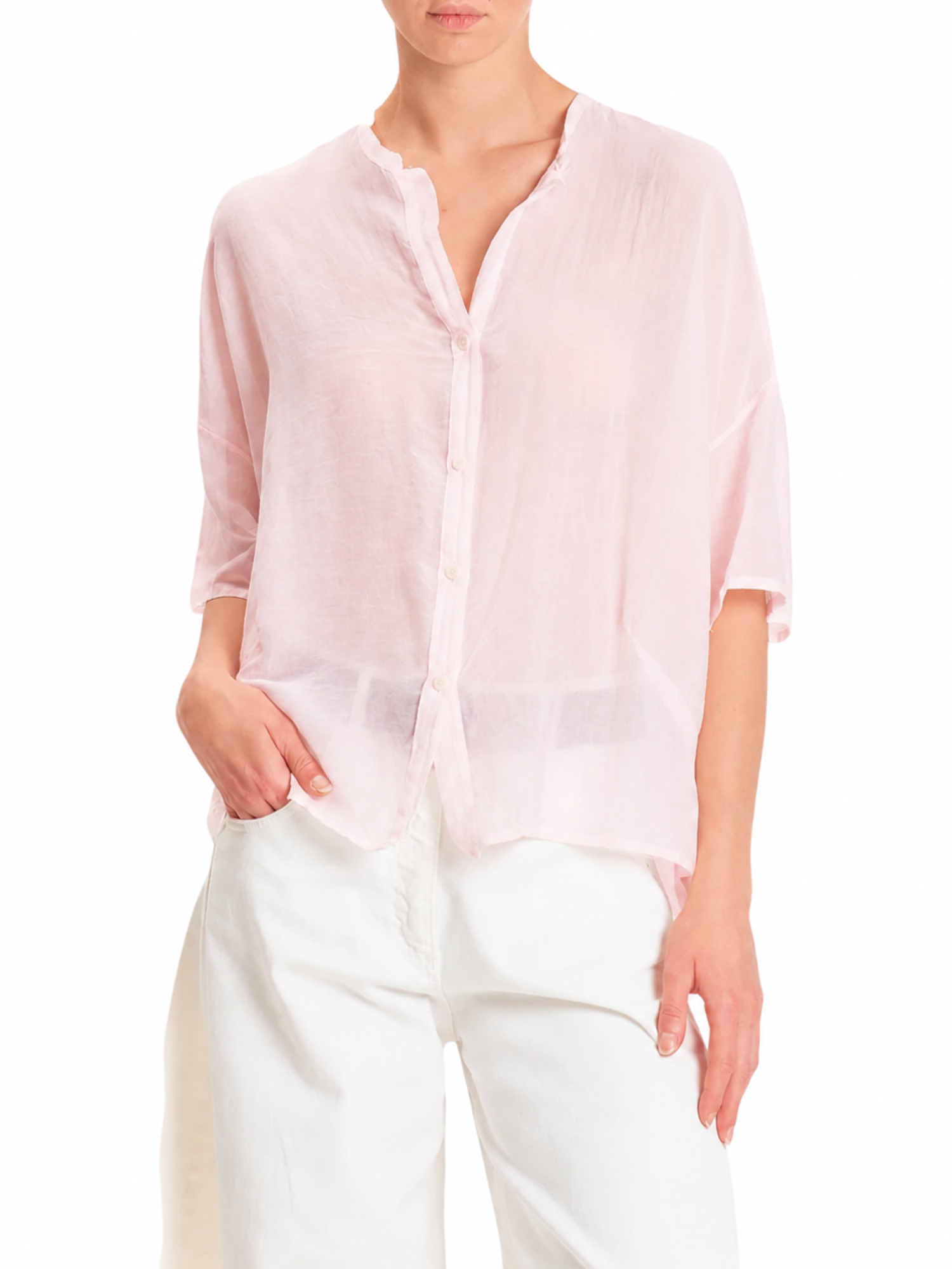 Vicolo camicia donna misto seta rosa TAB0670 ROSA VICOLO 