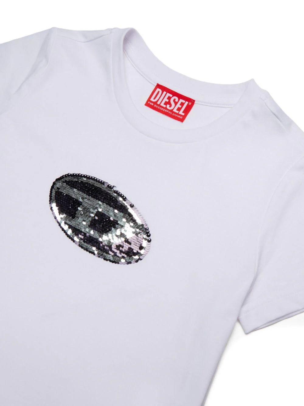 Diesel T-shirt manica corta con logo paillettes bianco J02371-KYAUN K100 DIESEL 