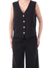 Yes Zee gilet donna misto lino nero