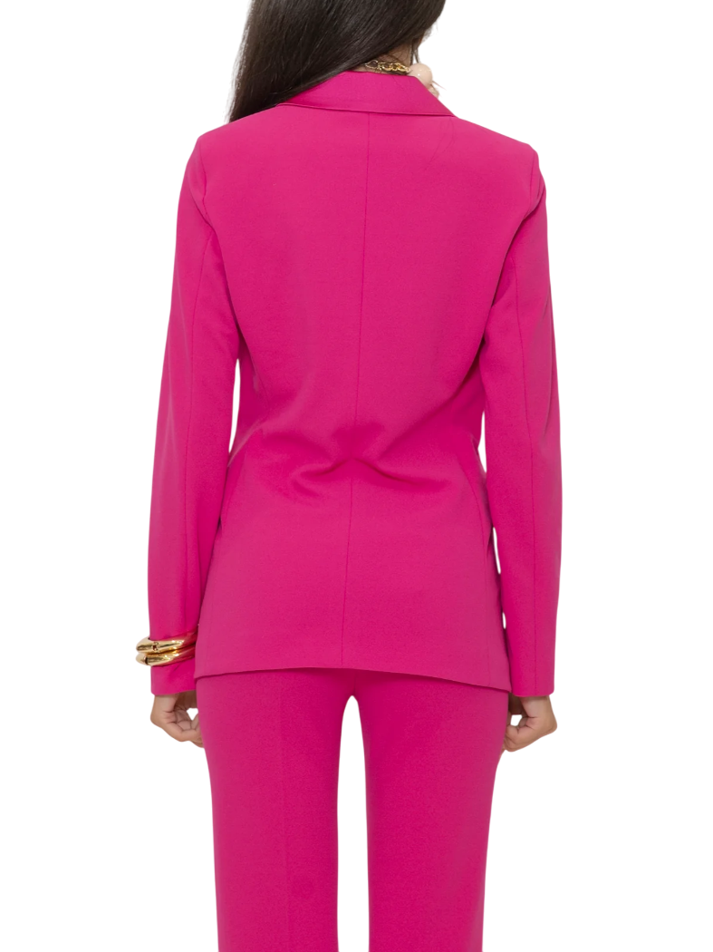 Vicolo giacca blazer doppiopetto con dettagli satin fucsia TD0578 FUXIA VICOLO 