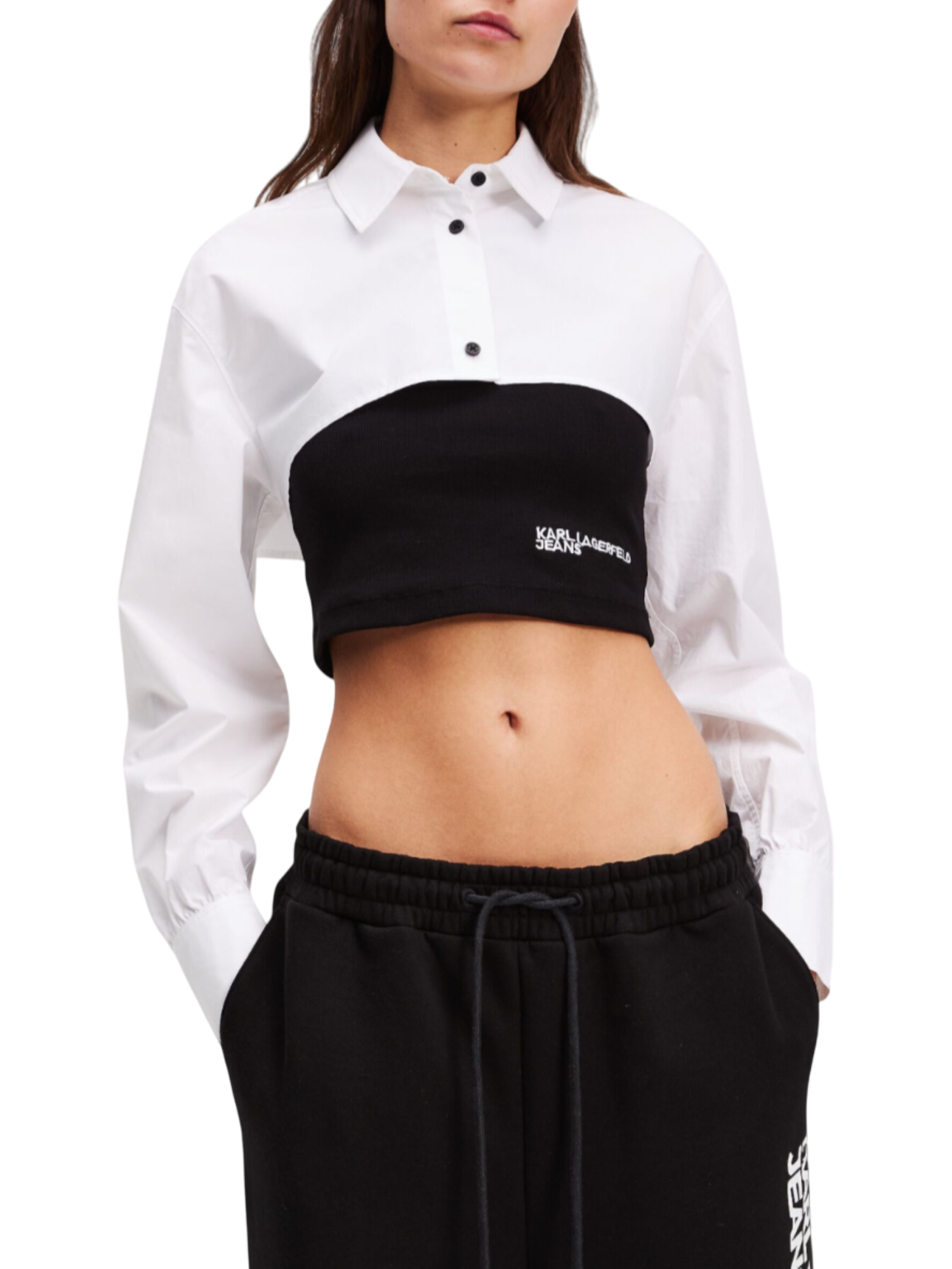 Karl Lagerfeld Jeans camicia con top crop bianco nero A3W11006 998 KARL LAGERFELD 
