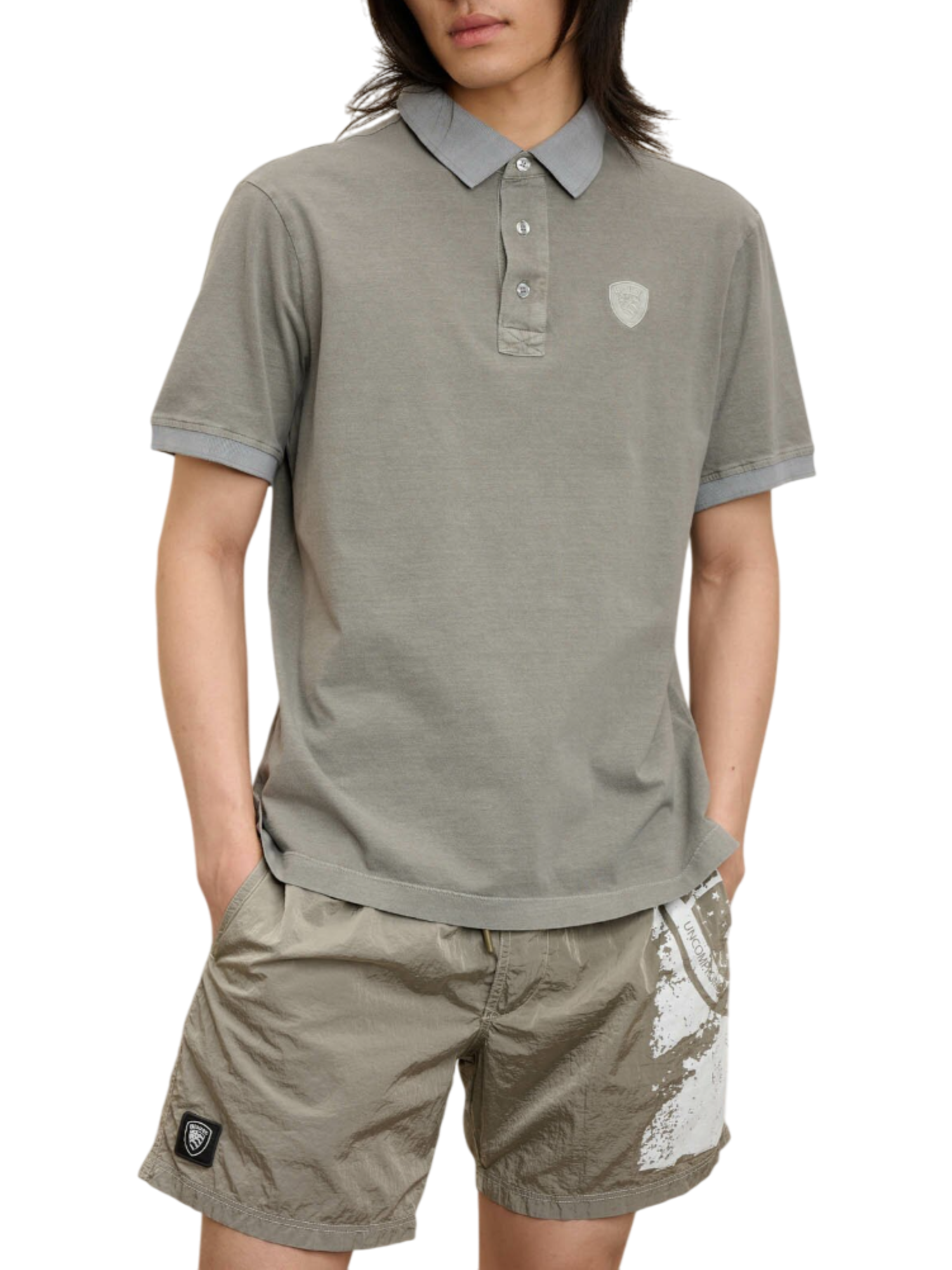 Blauer polo Devitt manica corta in cotone grigio 25SBLUT02346-007132 937 BLAUER 