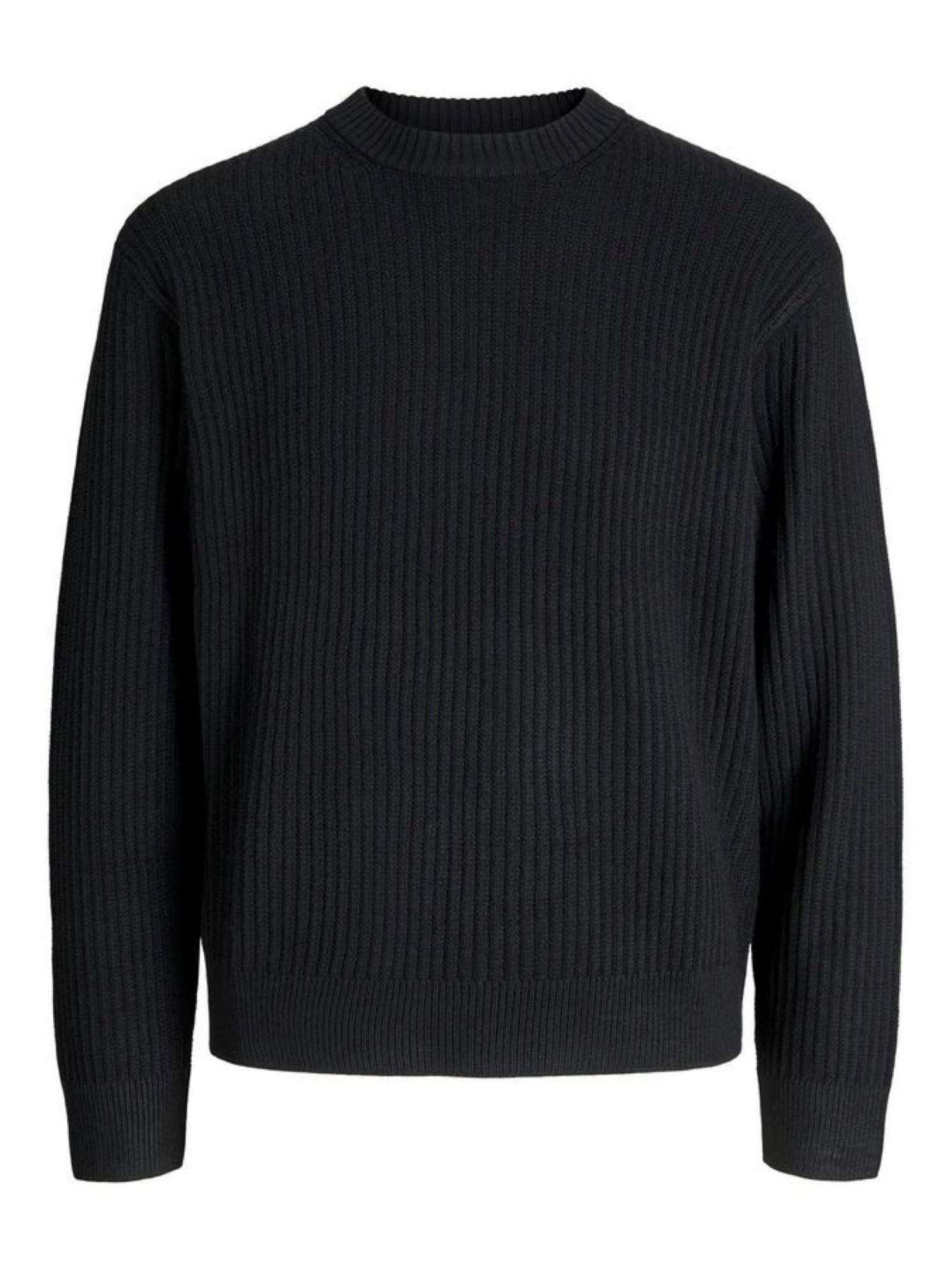 Jack&Jones maglia uomo a costine nero 12283169 BLACK JACK&JONES 
