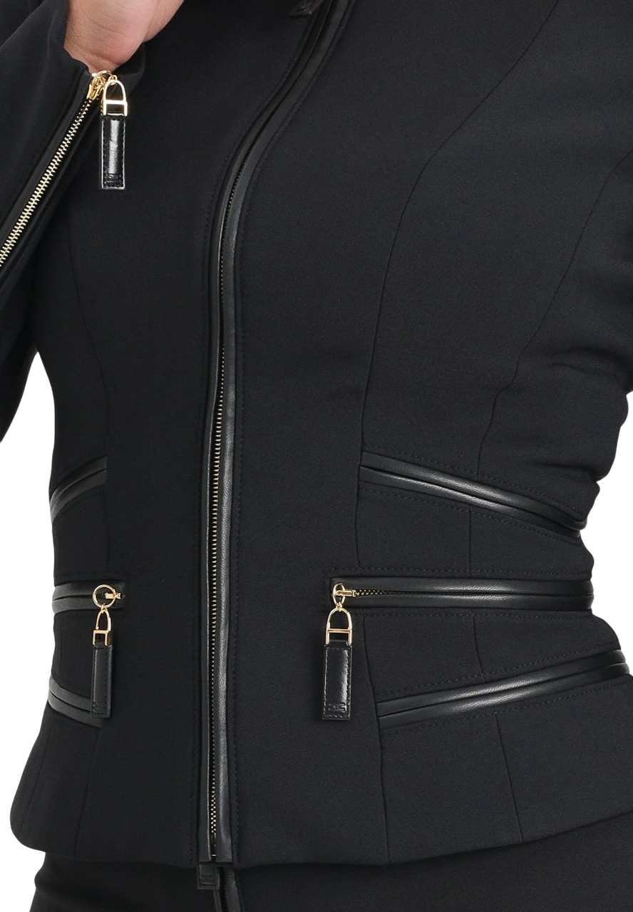 Elisabetta Franchi giacca slim in crepe con zip nero GI17356E2 110 ELISABETTA FRANCHI 