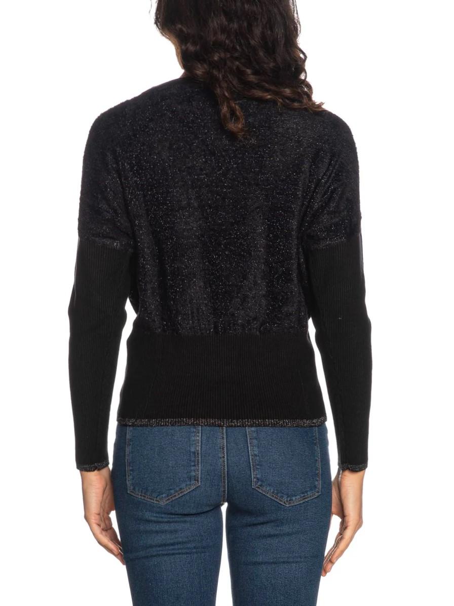 Yes Zee maglia in tessuto fluffy con lurex nero M014-IS00 0801 YES-ZEE 