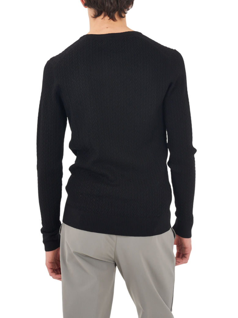 Yes Zee maglia uomo con trecce nero M824-ME00 0801 YES-ZEE 