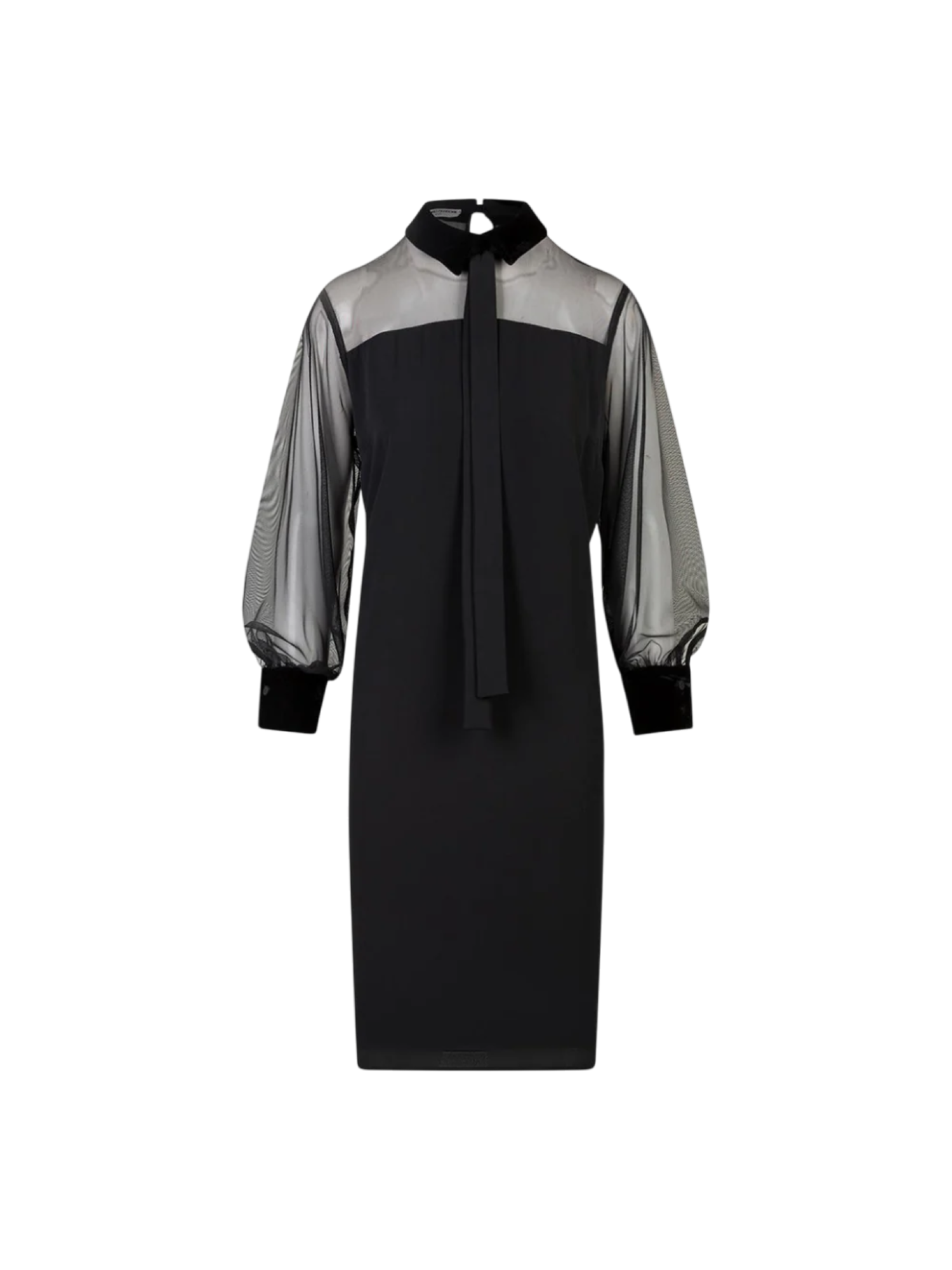Lola by Sandro Ferrone abito midi con trasparenze e cravatta nero L23YBFBOTTI NERO Lola BY S.FERRONE 