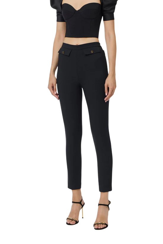 Elisabetta Franchi pantaloni slim in crepe nero PA12056E2 110 ELISABETTA FRANCHI 