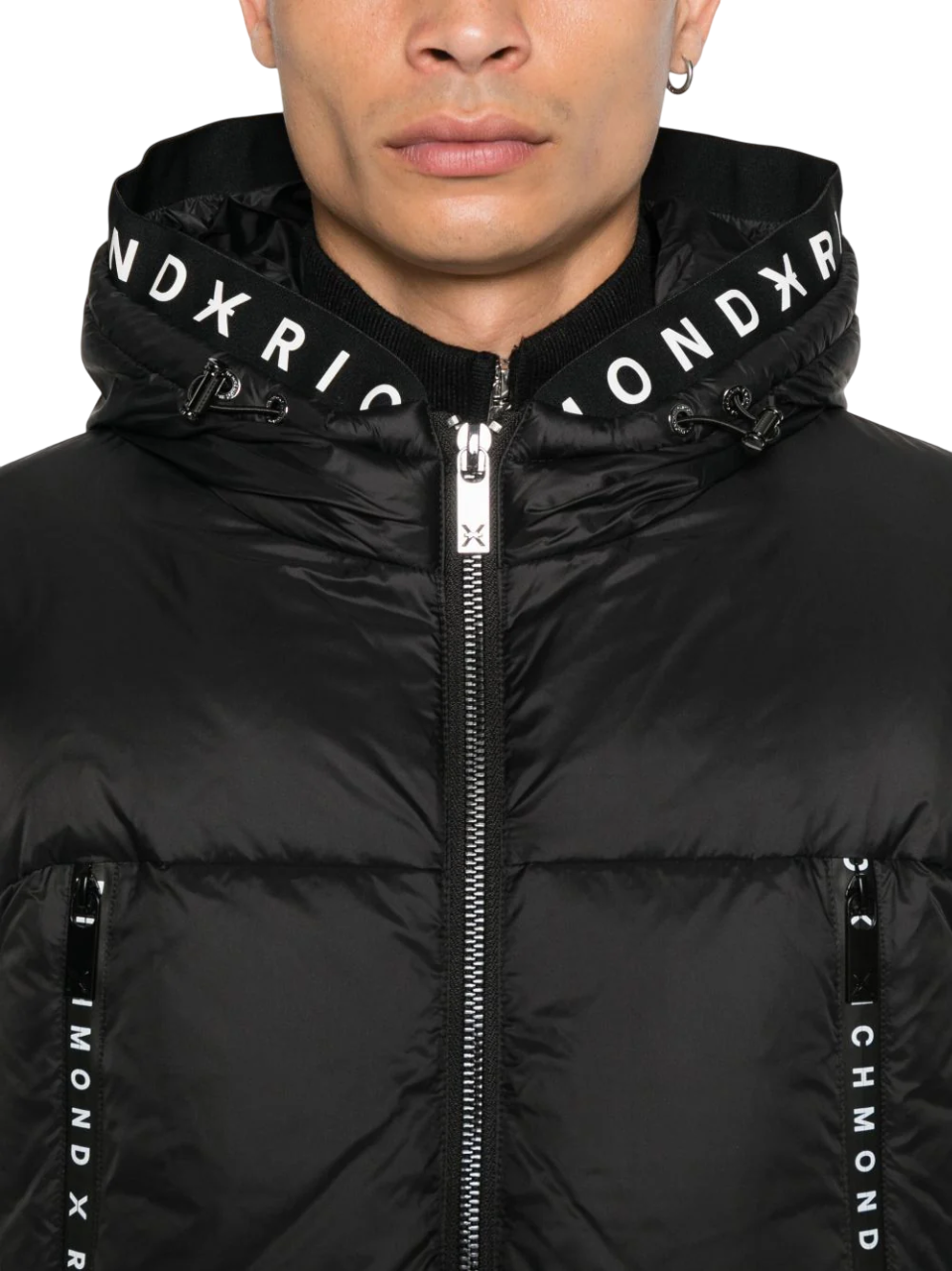 John Richmond piumino con cappuccio Lima nero UMA25136PI BLACK John RICHMOND 