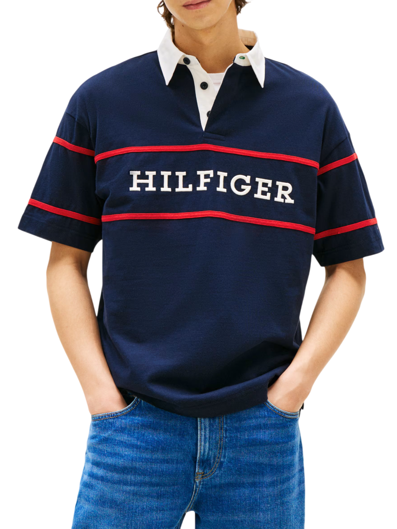 Tommy Hilfiger polo manica corta con logo blu MW0MW39868 DW5 Tommy Hilfiger 