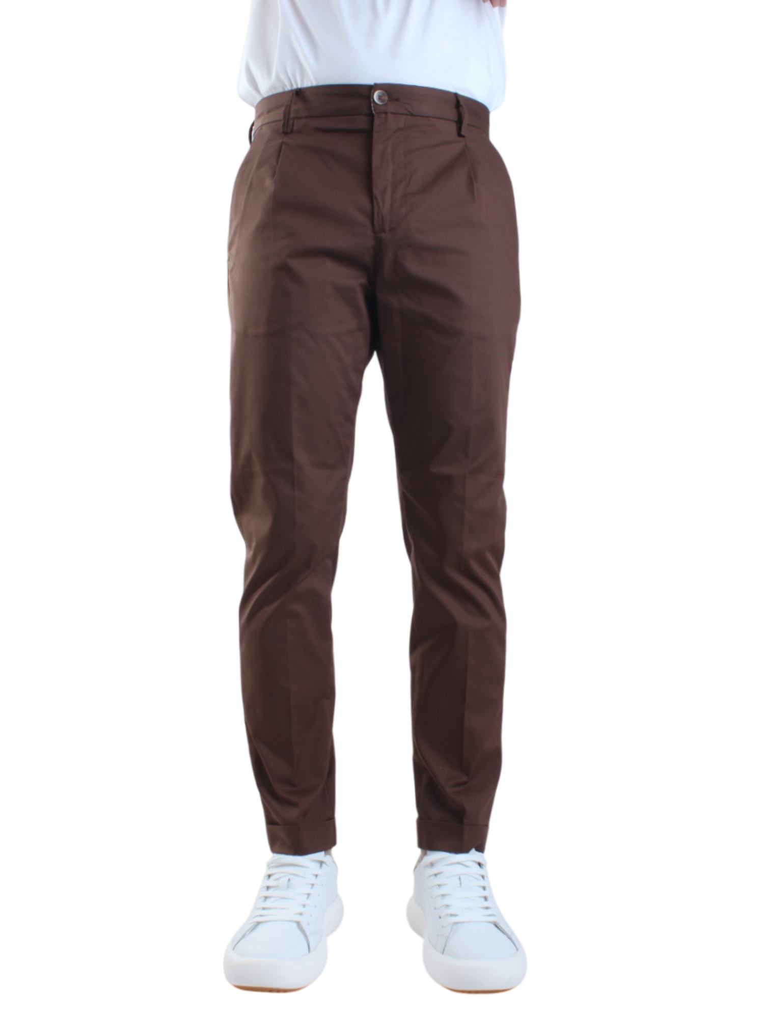 Rar pantaloni Rio con pinces slim fit marrone RIO-225015 BROWN RAR 