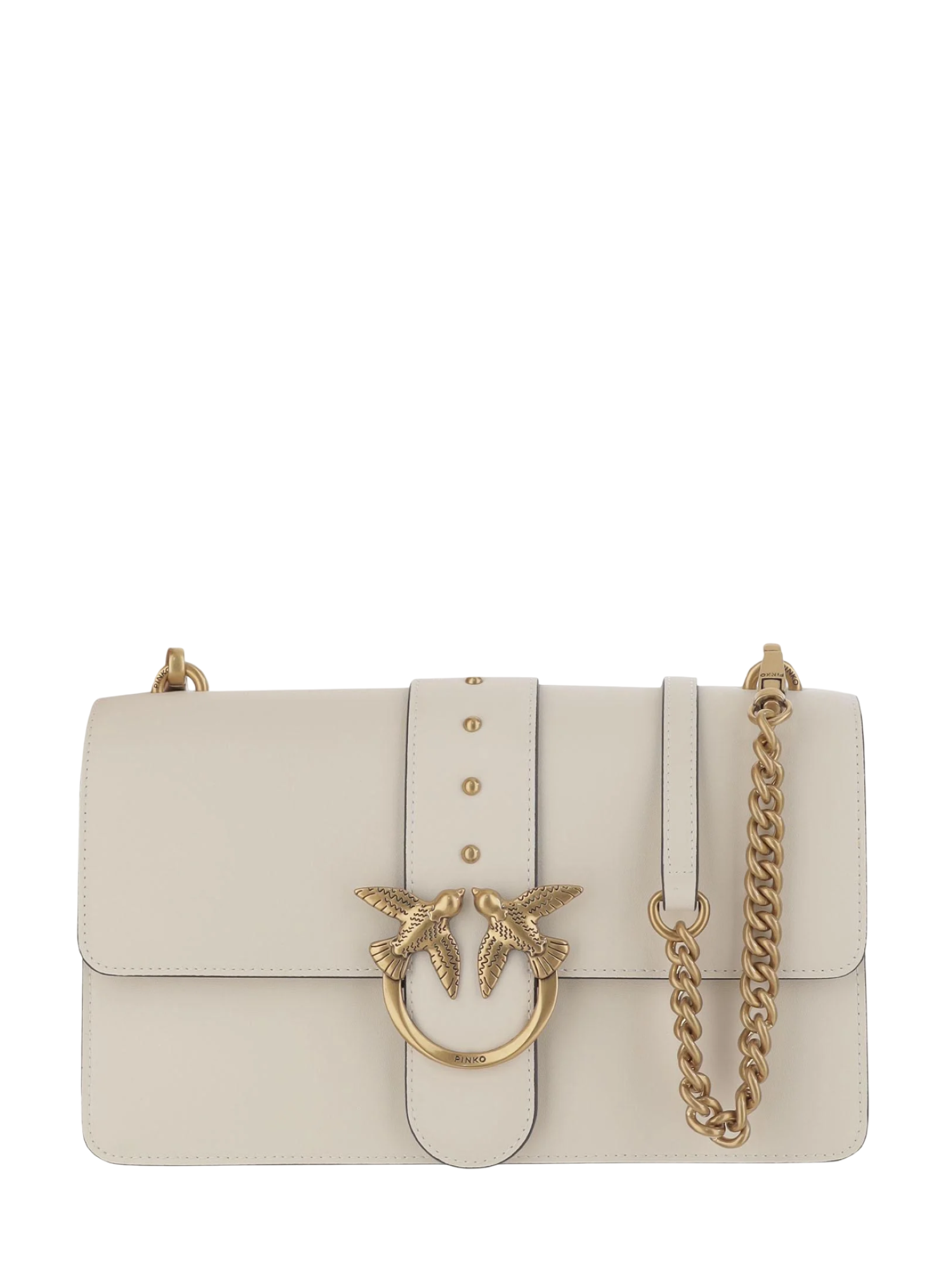 Pinko borsa a tracolla Love One Classic in pelle bianco oro 105857-A0F1 Z14Q PINKO 