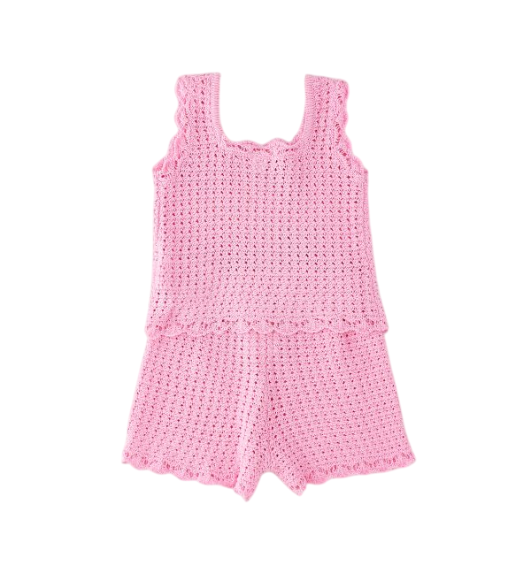 iDo completo bambina crochet con fiori rosa 4G549 2419 iDO 