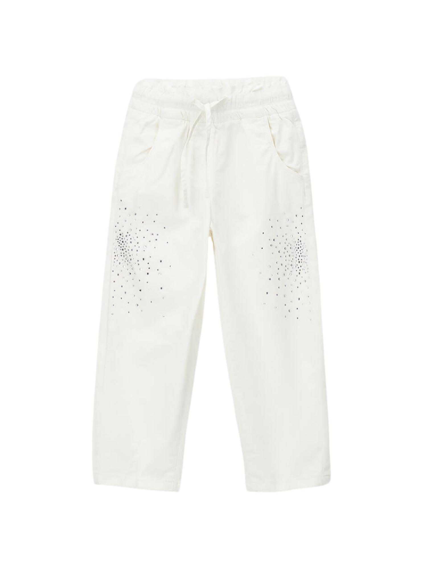 iDo pantaloni bambina con strass bianco latte 4G361 0112 iDO 