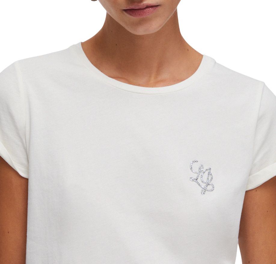 Liu Jo T-shirt manica corta con logo strass panna TA6056JS923 P9192 LIU JO 