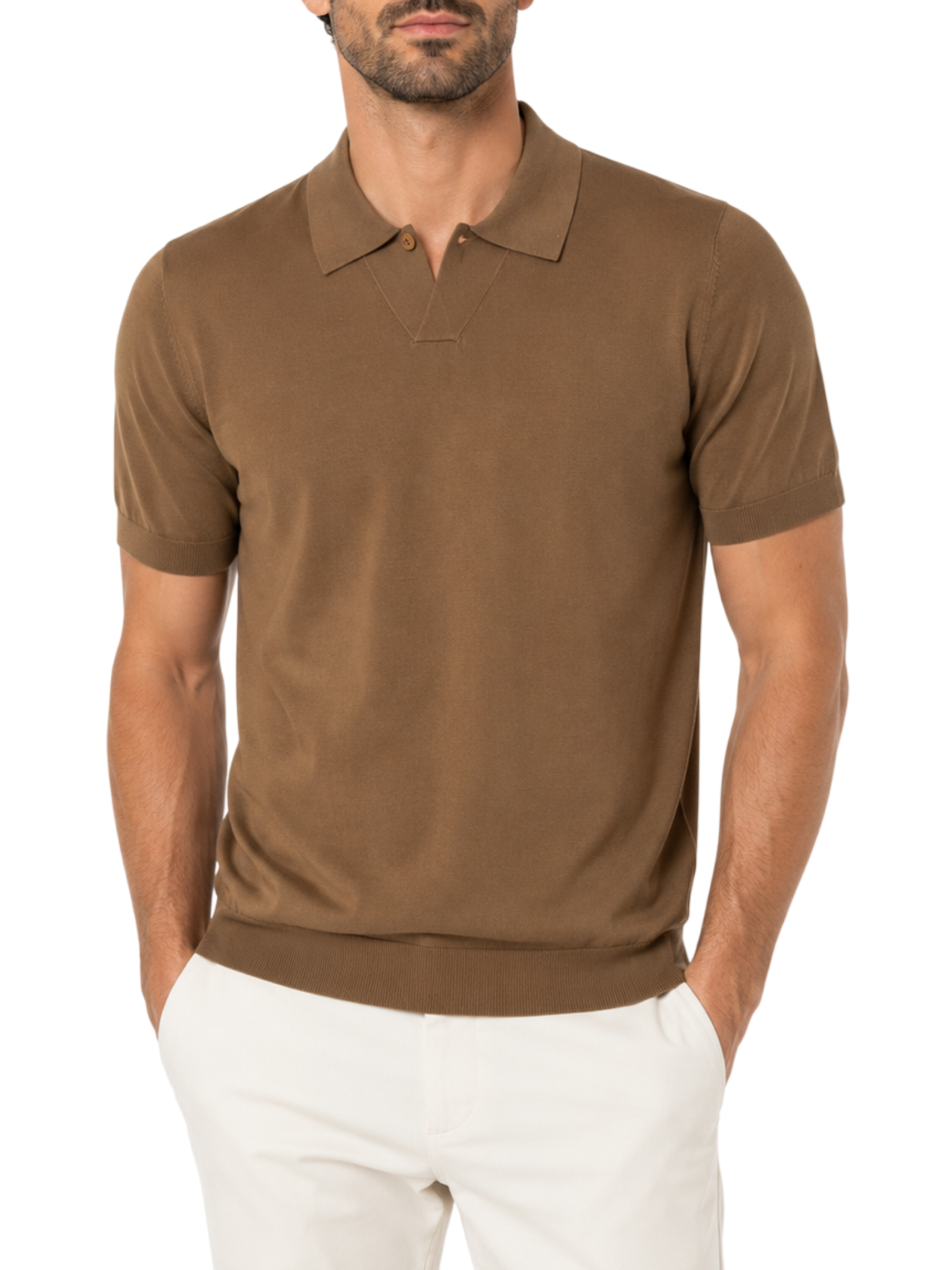 Opificio polo uomo manica corta in cotone crepe marrone 661013 AVANA Opificio 4.0 