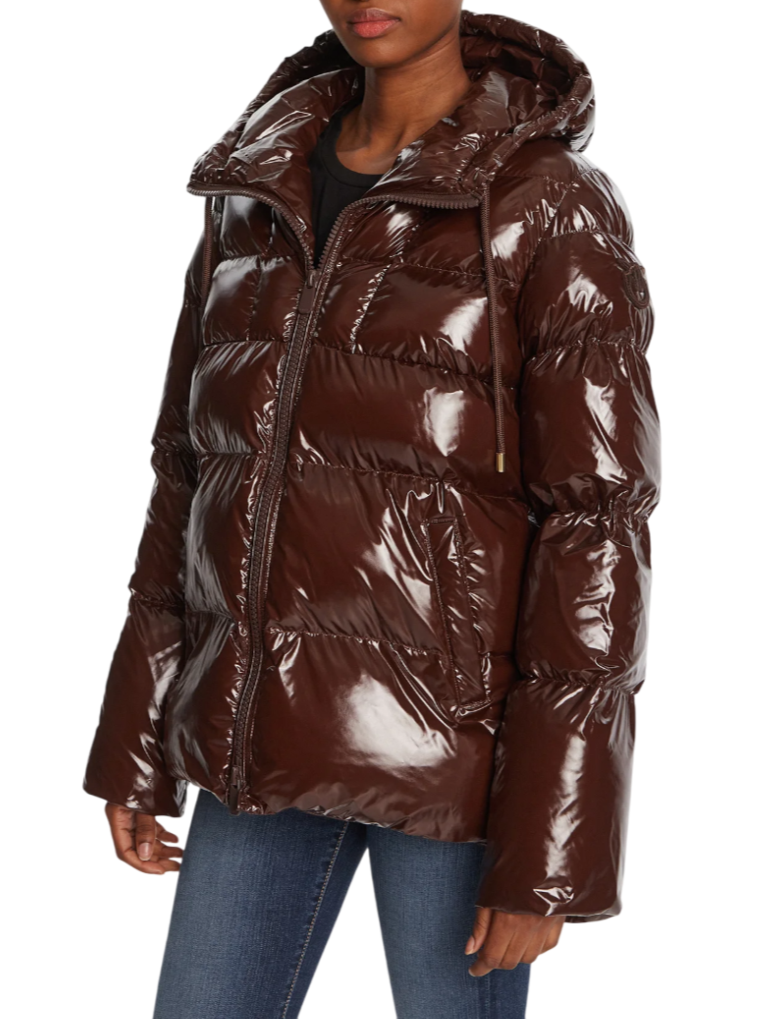 Pinko piumino Eleodoro con cappuccio in nylon lucido marrone 101597-A2P7 M22 PINKO 