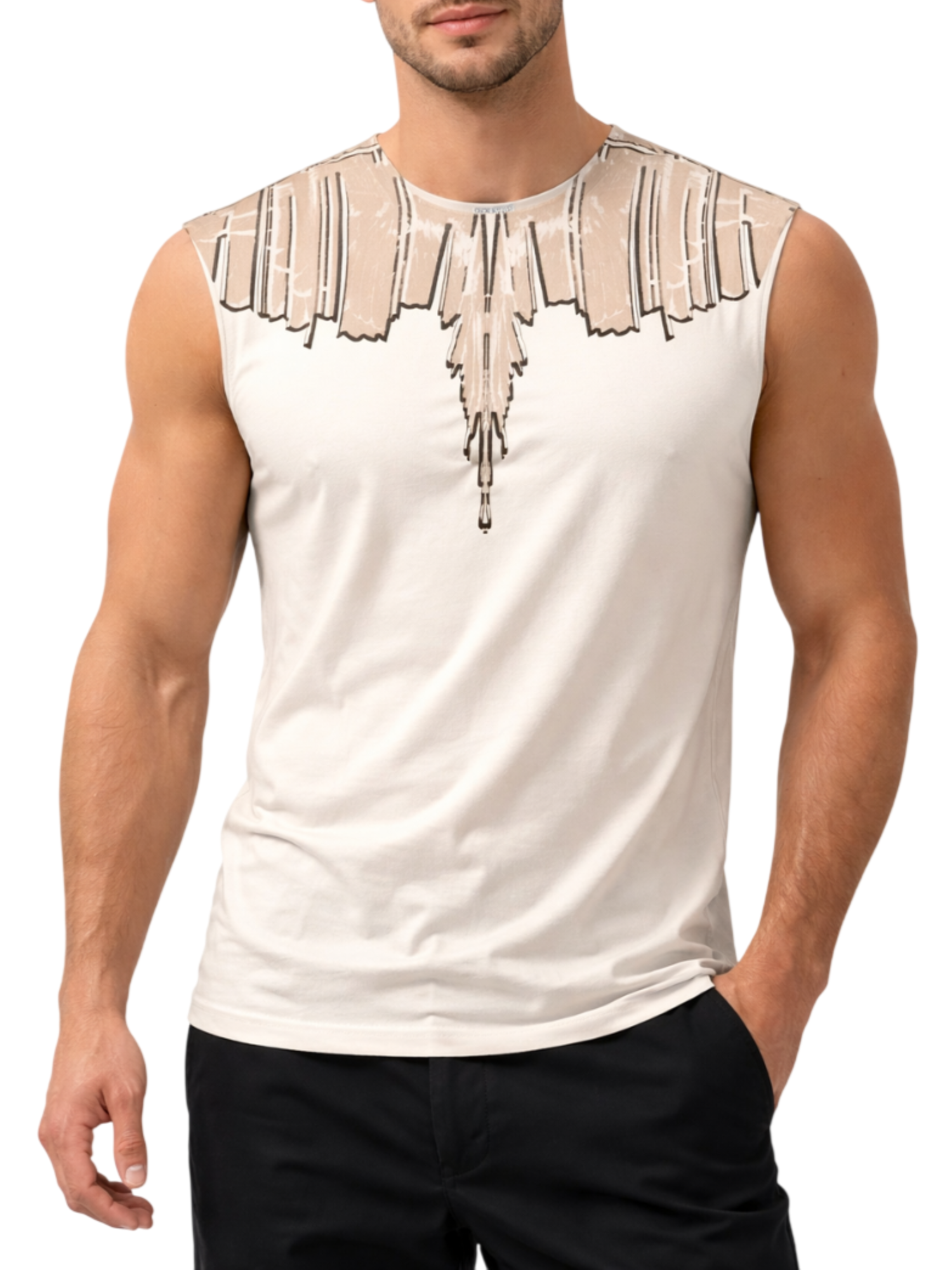 County of Milan T-shirt smanicata con stampa iconica avorio CMMATH020 412 COUNTY OF MILAN 