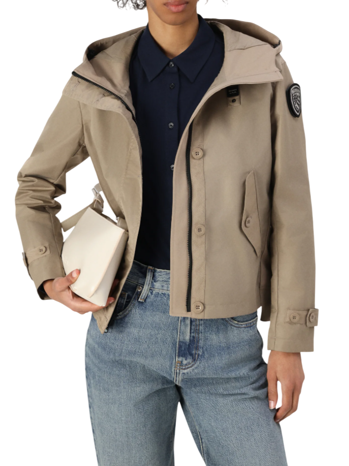 Blauer giubbino Marcella in nylon con cappuccio beige