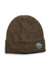 Pieces cappello in maglia lurex con dettaglio gioiello tortora