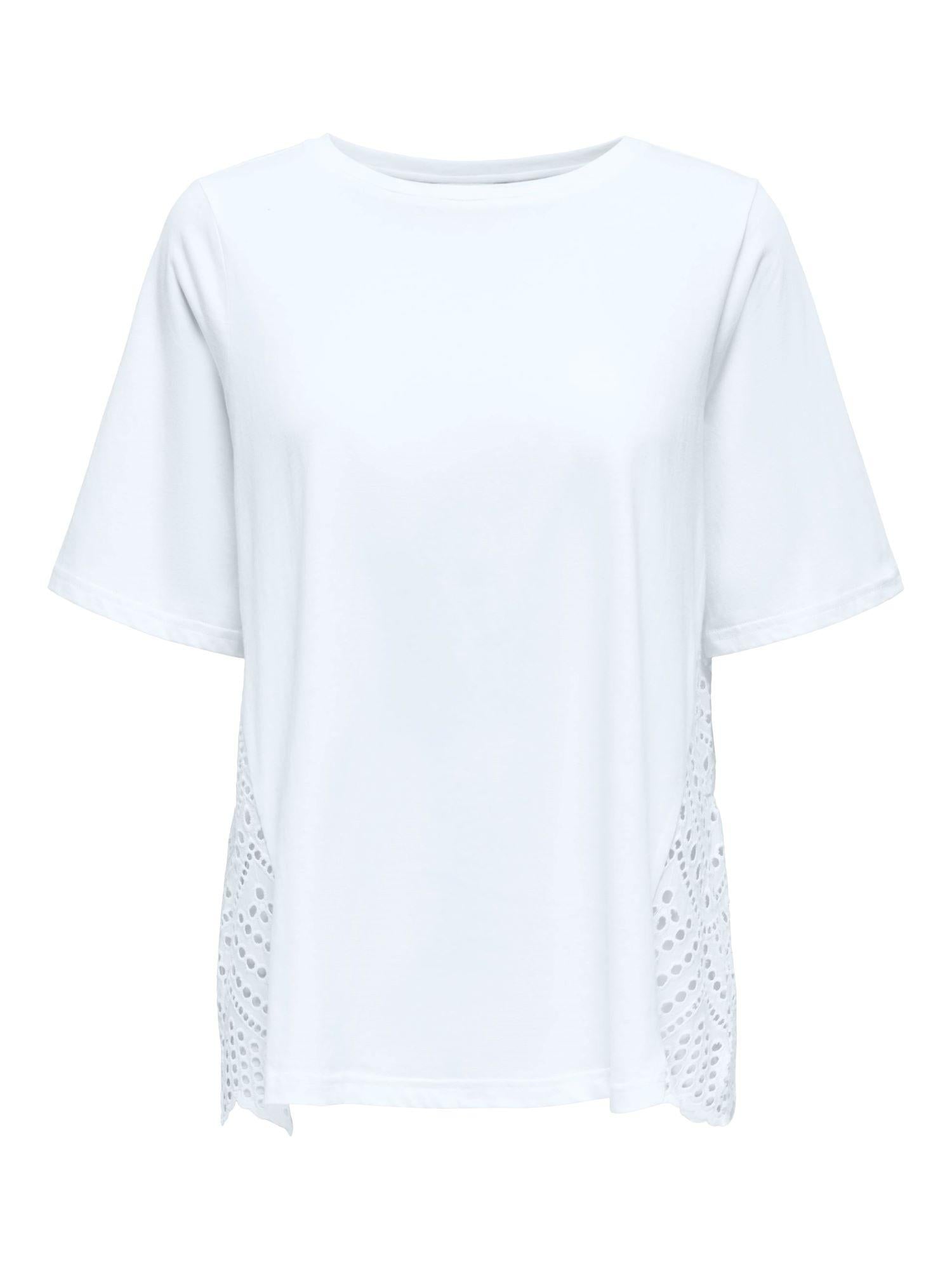 Only T-shirt in jersey con pizzo Sangallo bianco 15347786 BRIGHT WHITE ONLY 