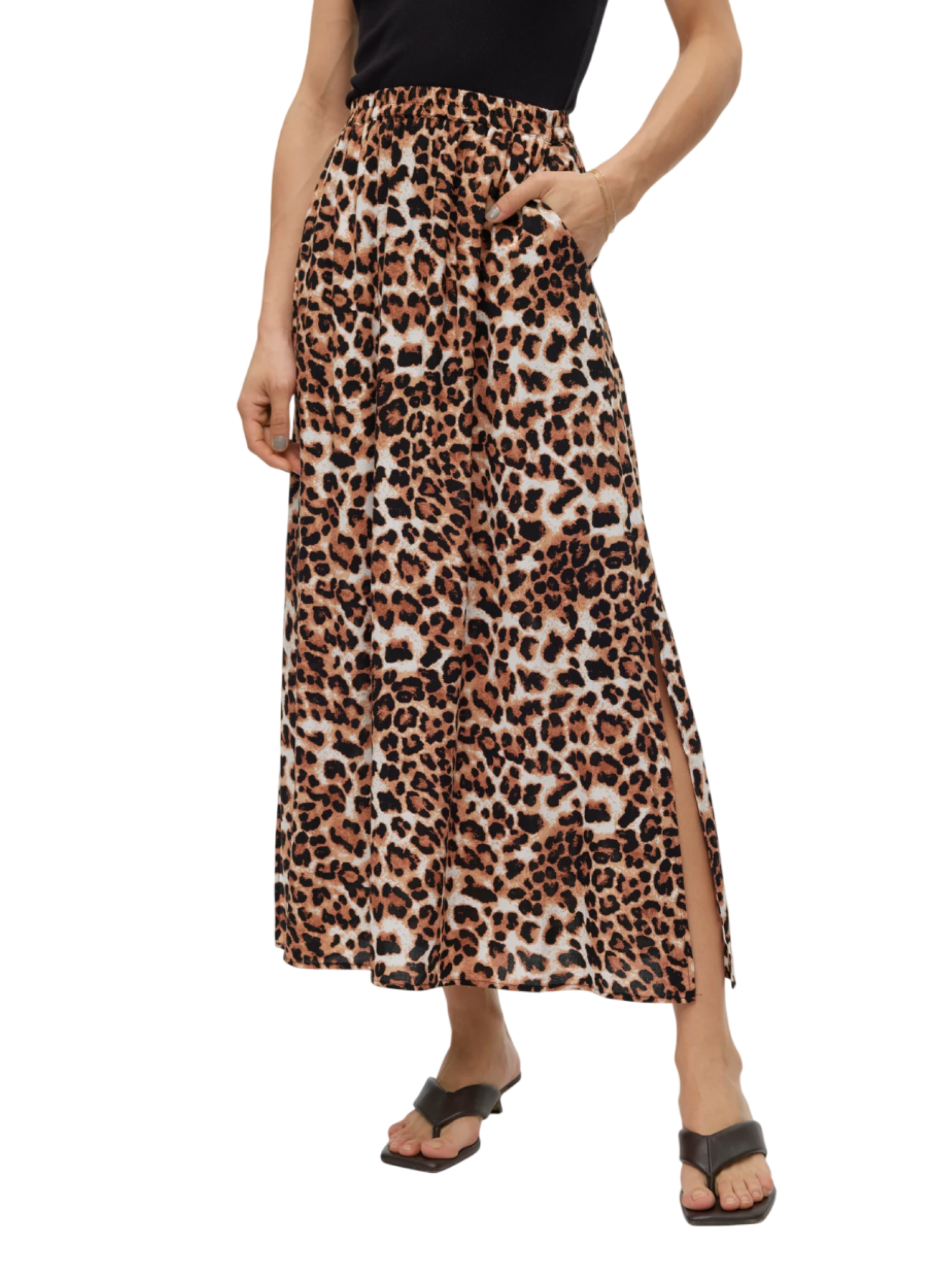 Vero Moda gonna lunga in fantasia maculata marrone 10302047 TAN-LEO VERO MODA 