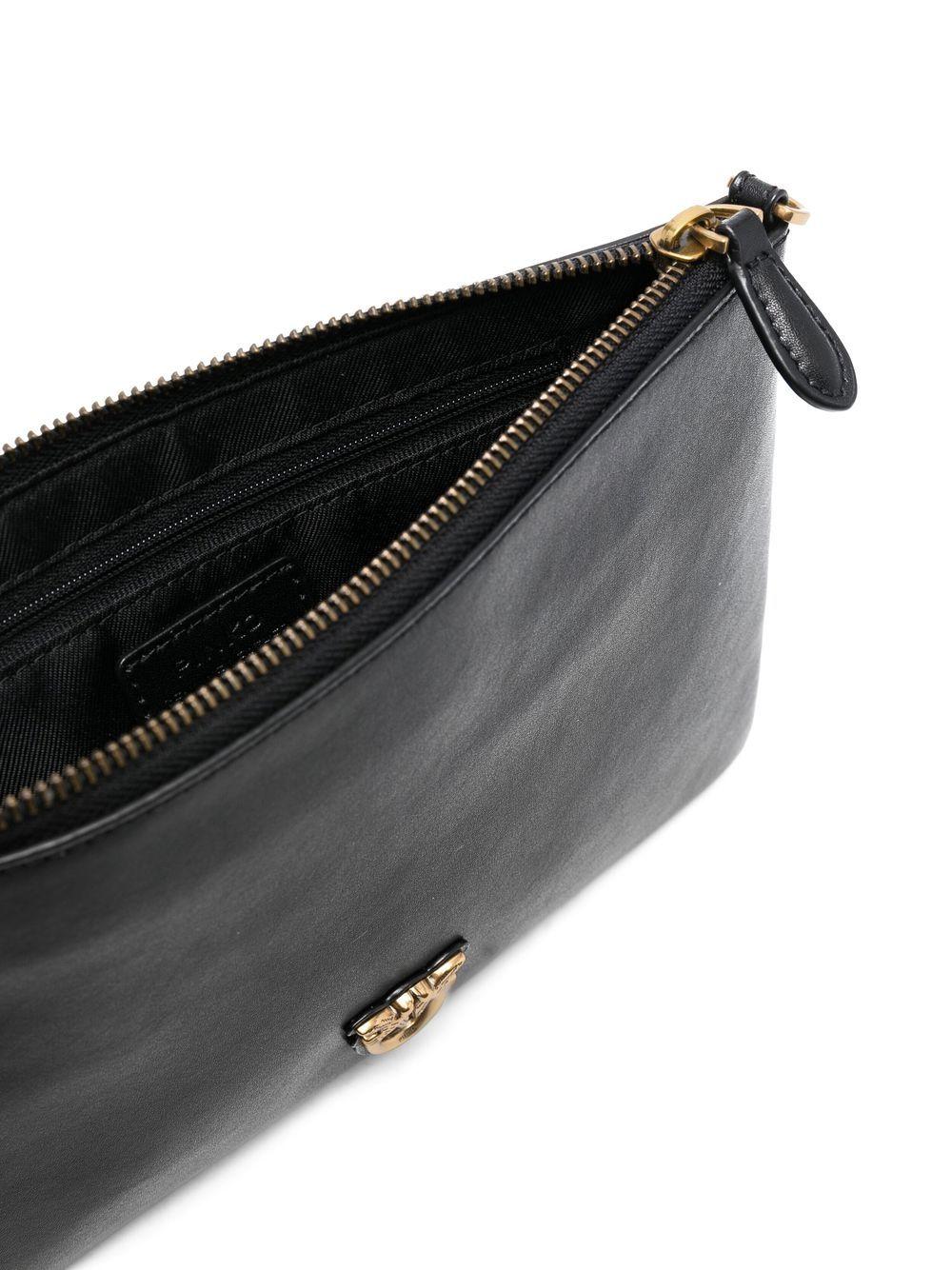 Pinko pochette Flat Classic in pelle con tracolla nero oro 100455-A0F1 Z99Q PINKO 