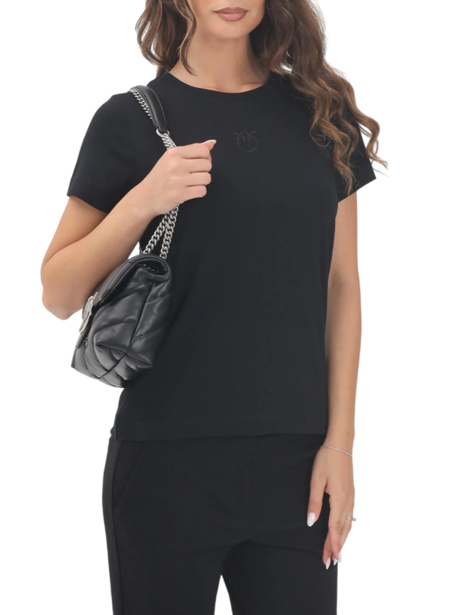 Pinko T-shirt manica corta Bussolotto con logo nero 100355-A2RD Z99 PINKO 