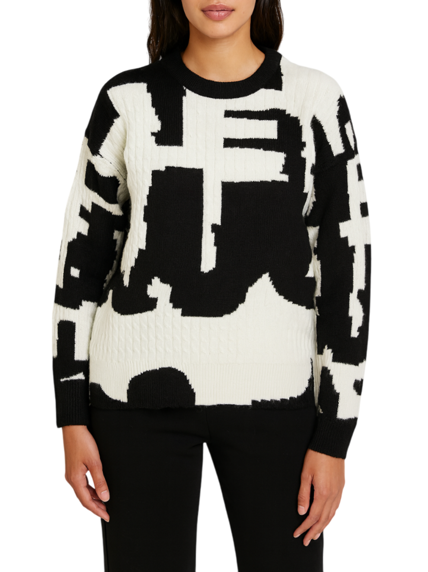Sandro Ferrone maglia donna in fantasia nero panna S138YBFPENNA UNICA Sandro FERRONE 