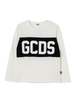 Gcds T-shirt manica lunga bambino bianco latte