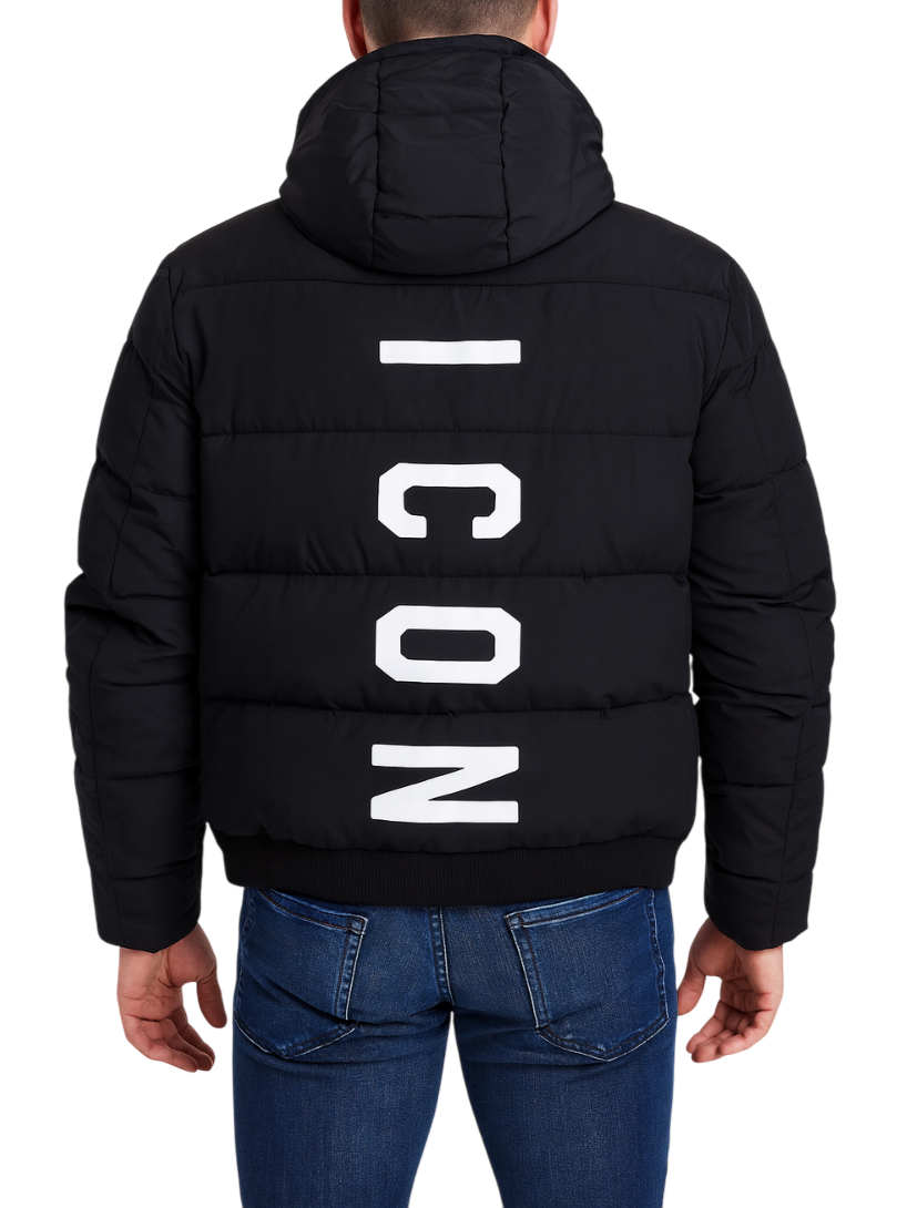 Icon piumino trapuntato uomo con cappuccio nero ICUF2W6J008 NERO ICON 
