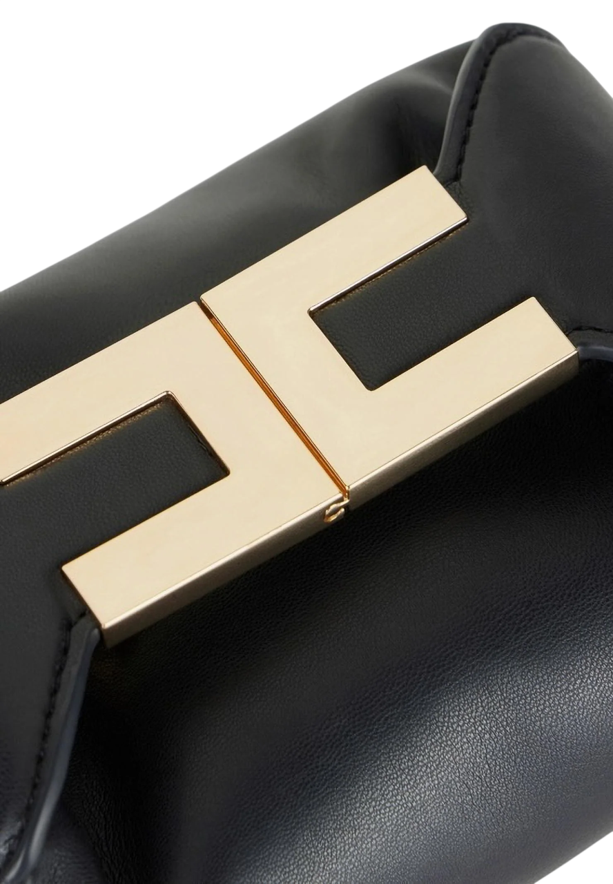 Elisabetta Franchi borsa a mano in ecopelle con placca logo nero BS07A62 110 ELISABETTA FRANCHI 