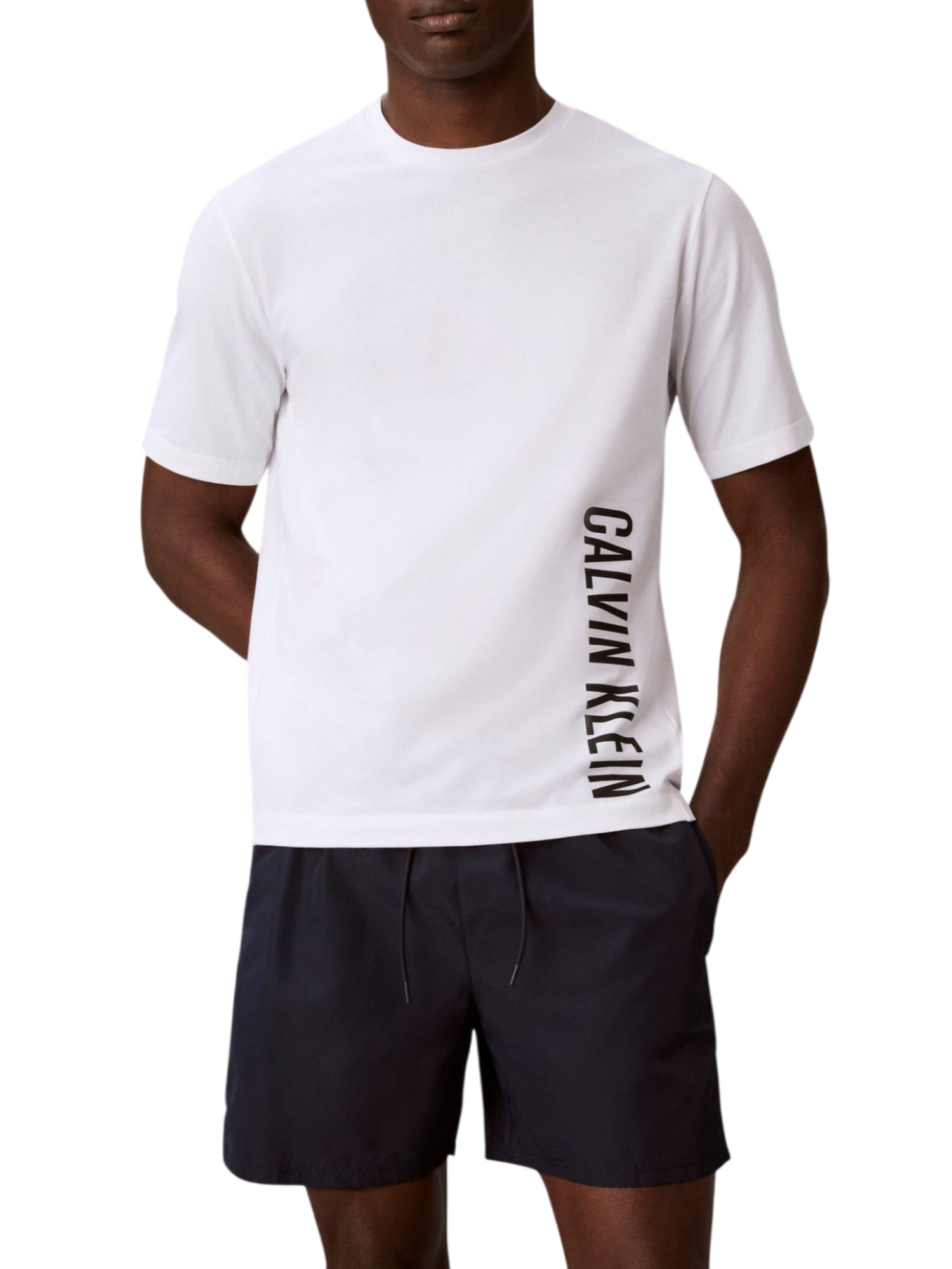 Calvin Klein T-shirt uomo manica corta con logo bianco LV00NM3019 100 Calvin Klein Beachwear 
