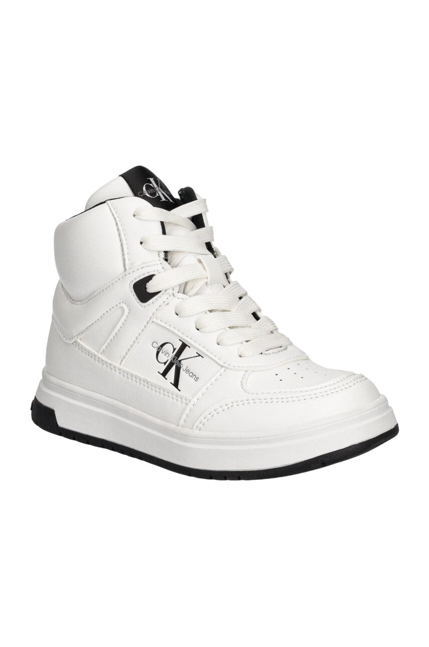 Calvin Klein Jeans sneakers alta in ecopelle con logo bianco