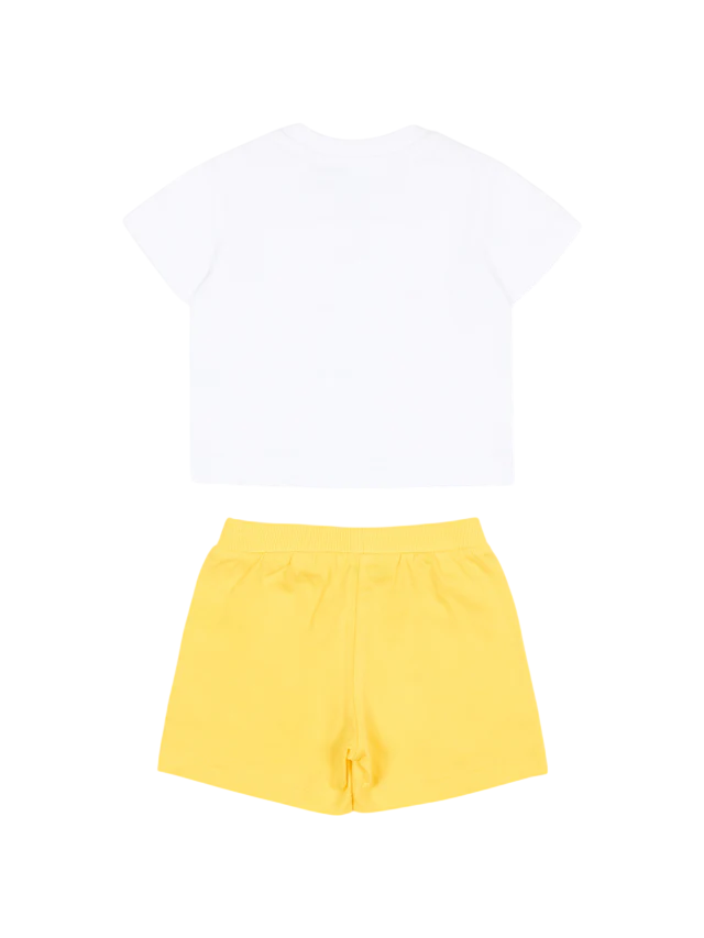 Moschino completo estivo neonato T-shirt e shorts bianco giallo MXG00M-LAA17 82673 MOSCHINO 