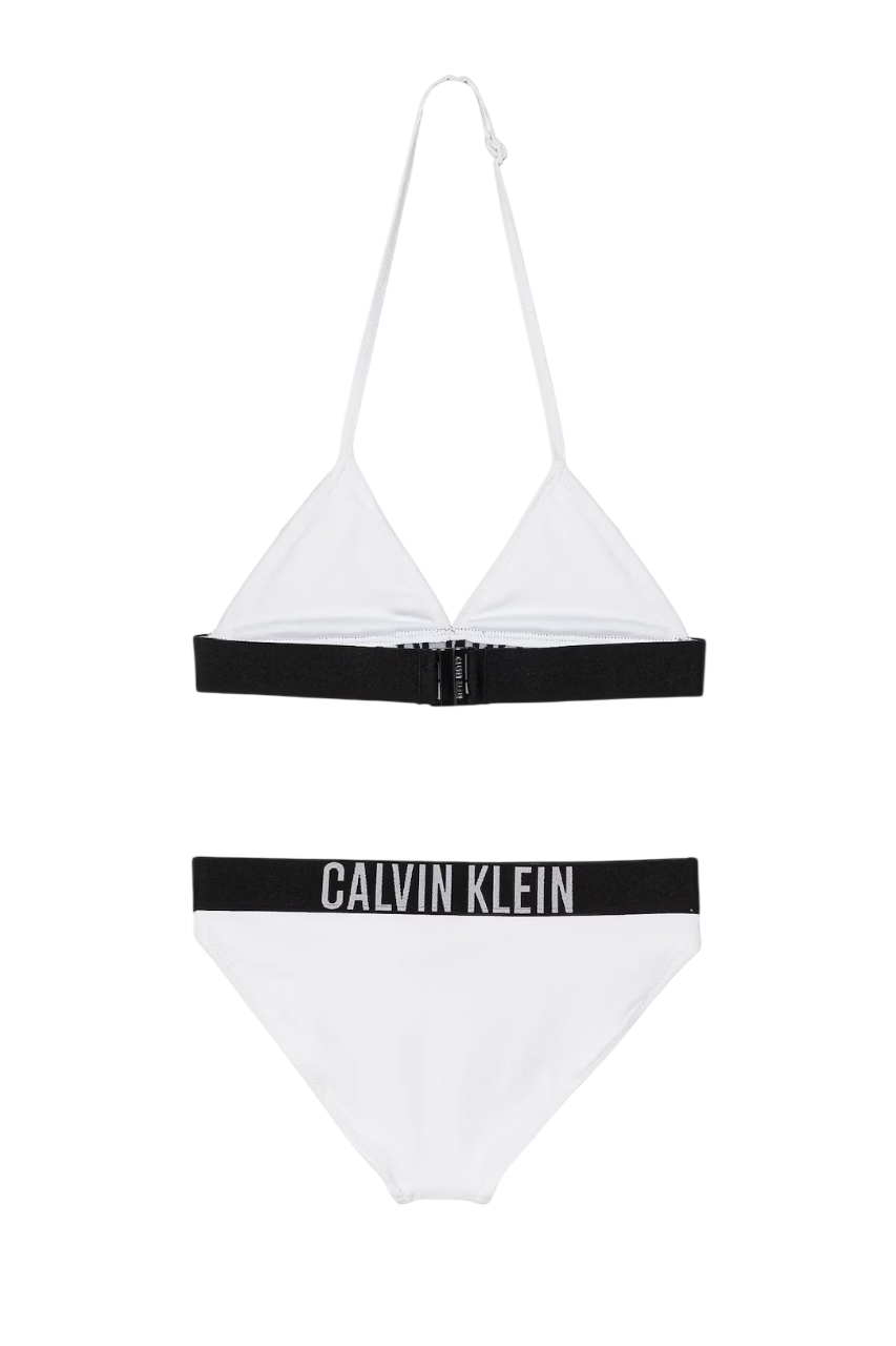Calvin Klein bikini bambina con banda logata bianco KY0KY00090 YAA Calvin Klein Beachwear 