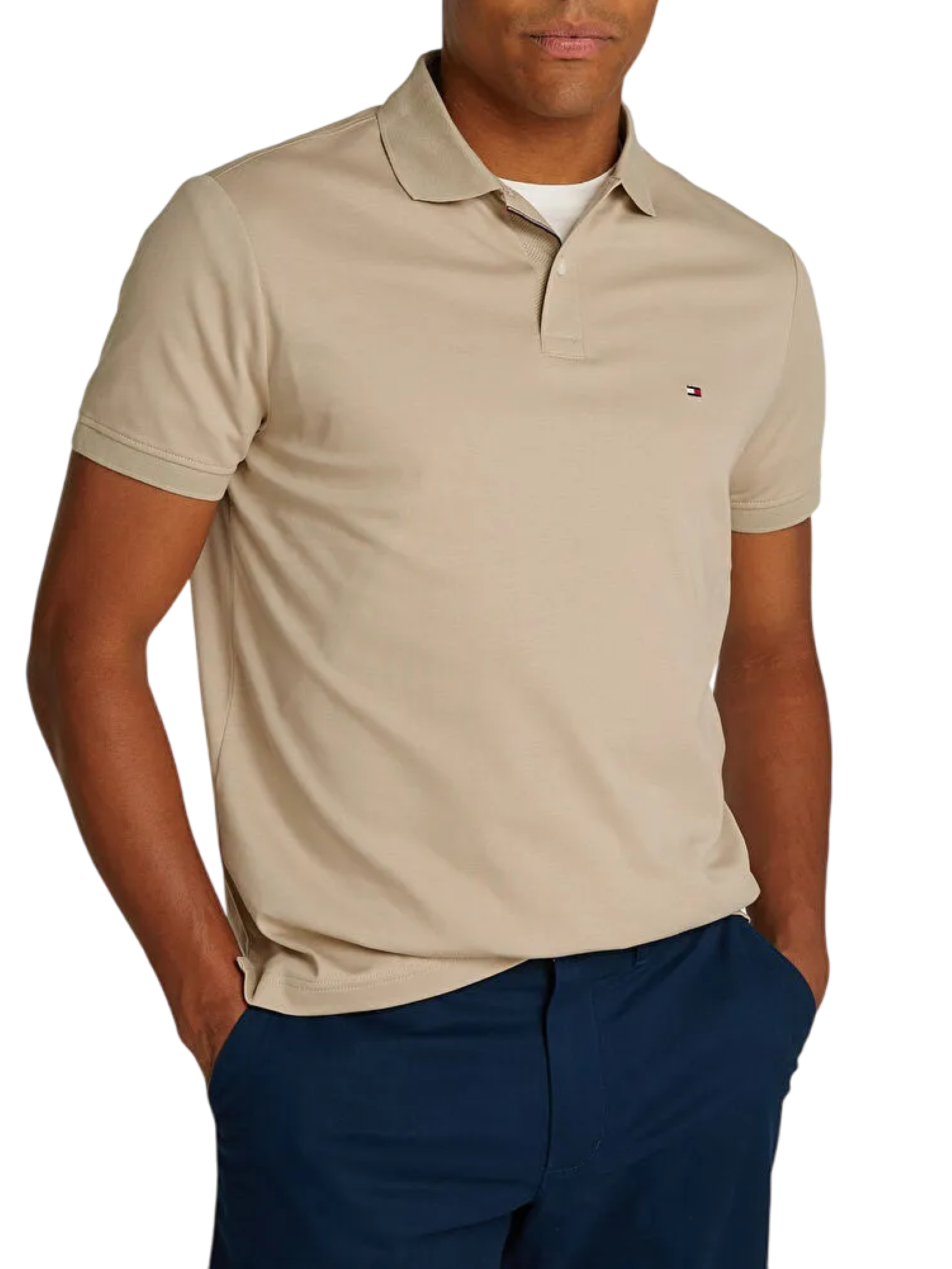 Tommy Hilfiger polo maniche corte in cotone beige MW0MW38465 RBT Tommy Hilfiger 