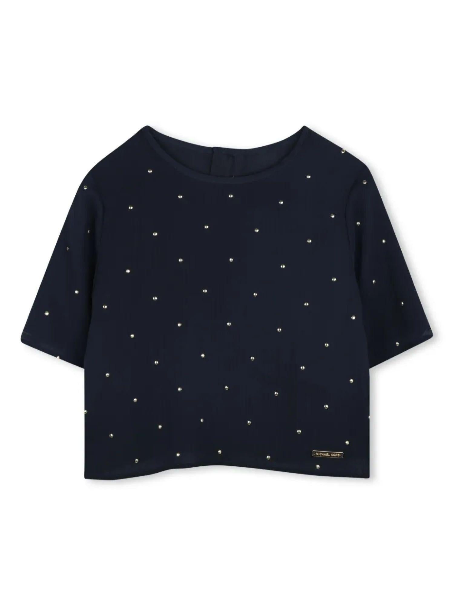 Michael Kors blusa manica corta in georgette con borchie all over R30425 MARINE MICHAEL KORS 