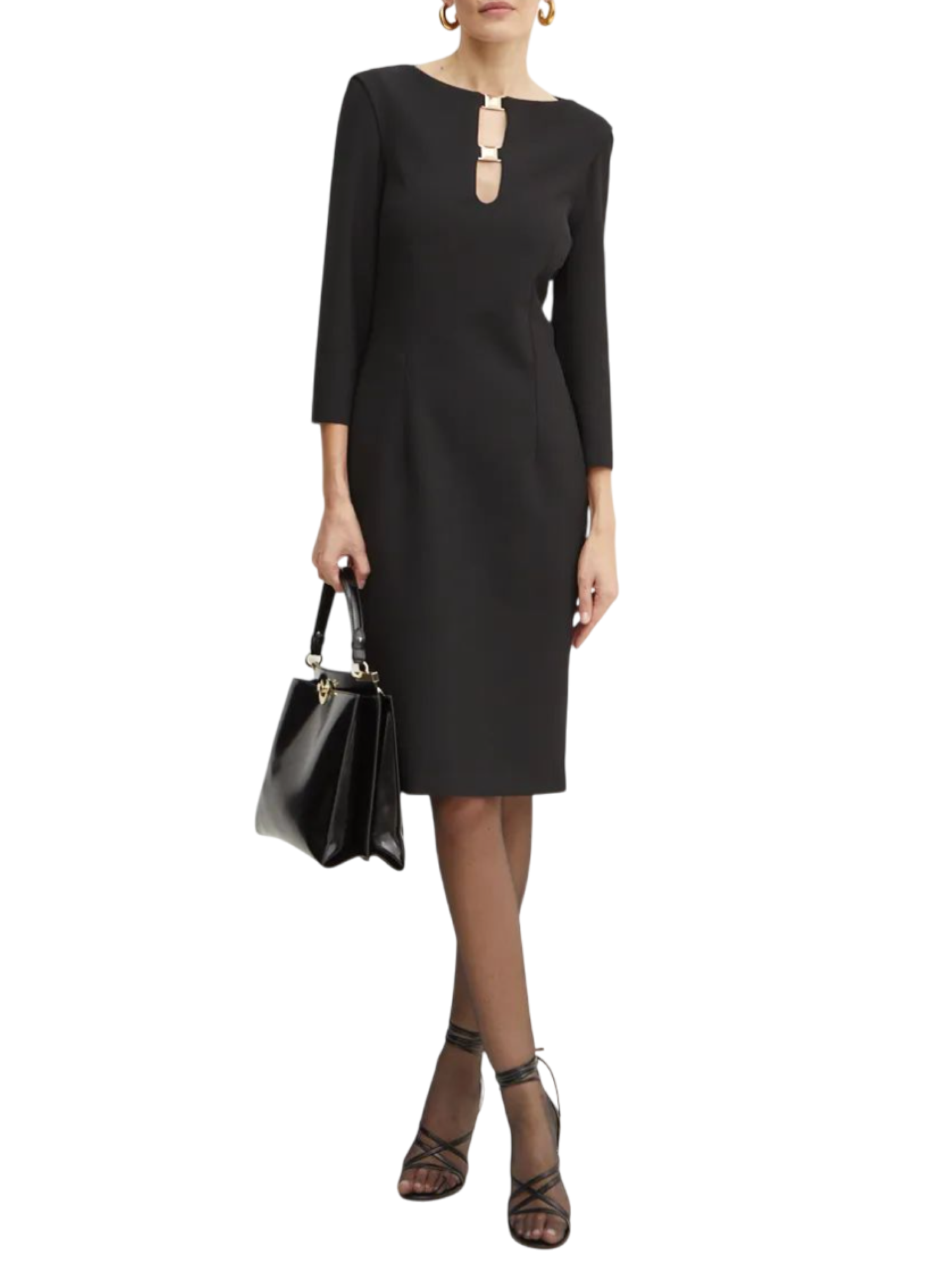Simona Corsellini abito midi con cut out nero A24CPAB00701 0003 SIMONA CORSELLINI 
