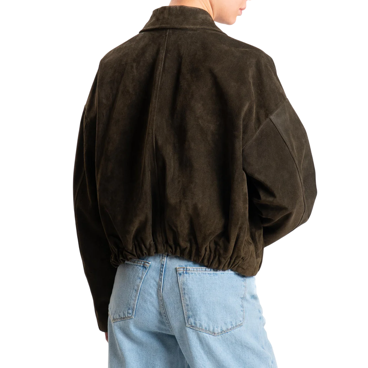 Vicolo giubbino in pelle scamosciata con tasconi verde fango TAB0171 VERDE SCURO VICOLO 