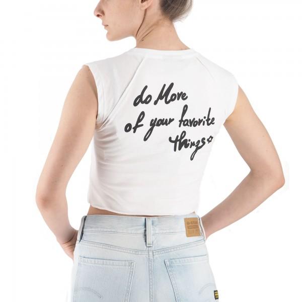 Disclaimer T-shirt crop manica corta con stampe bianco 54996 BIANCO DISCLAIMER 