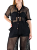 Haveone camicia manica corta a rete nero
