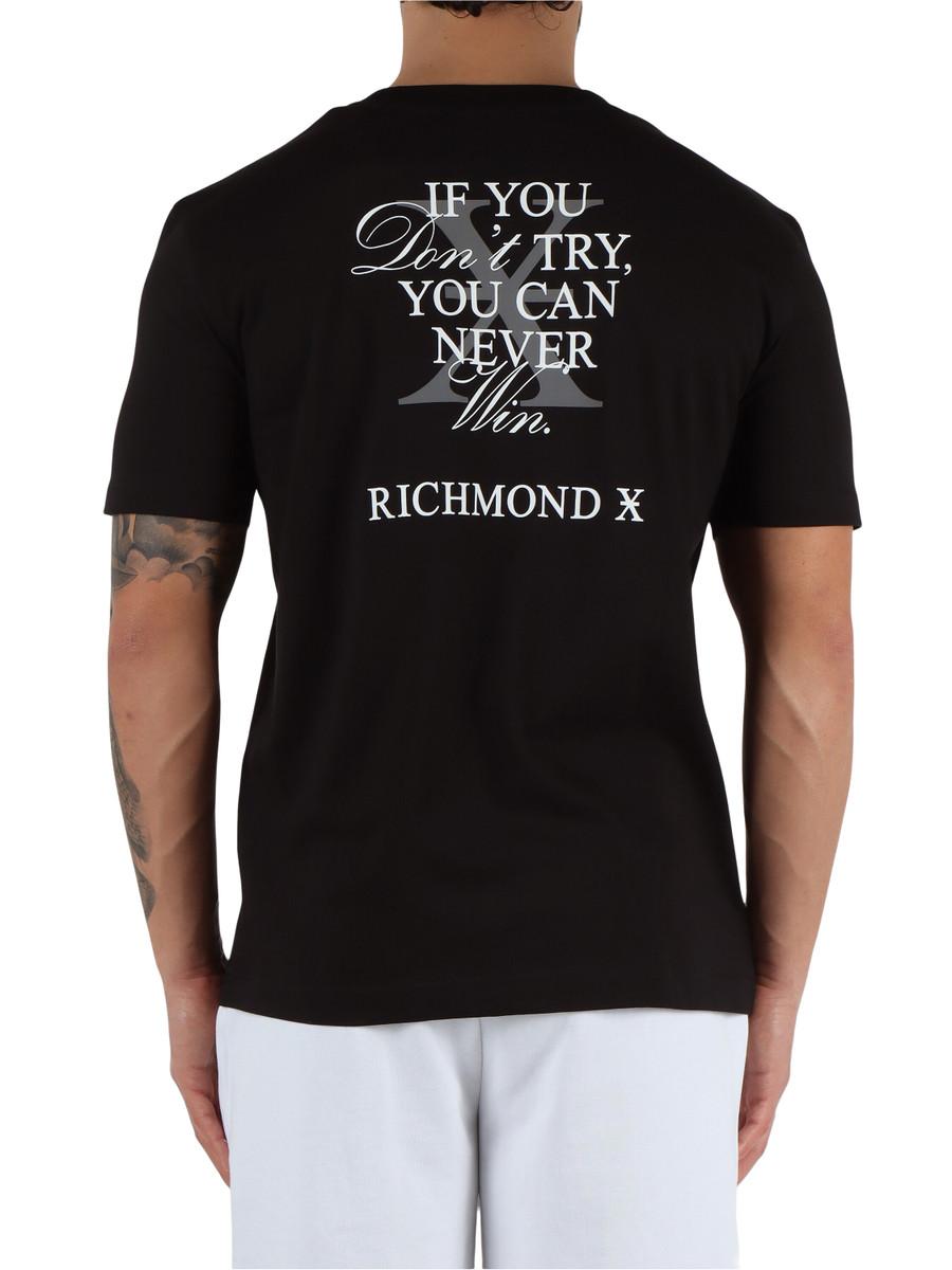 John Richmond T-shirt maniche corte Ceadir con logo nero UMP25305TS BLACK John RICHMOND 