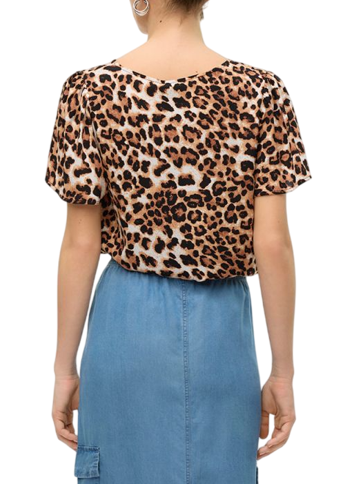 Vero Moda blusa scollo a V in fantasia maculata marrone 10307987 TAN-LEO VERO MODA 