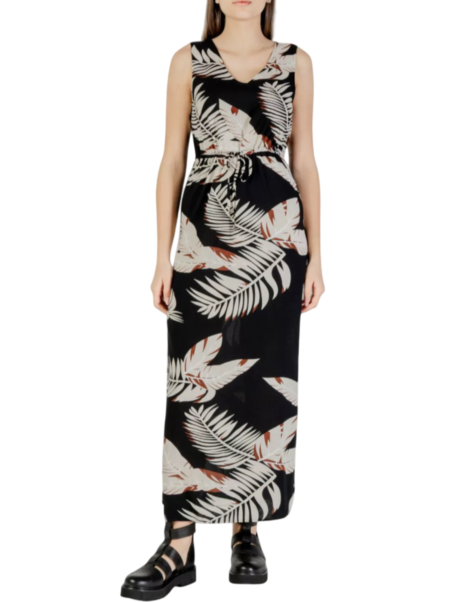 Vero Moda abito lungo in fantasia nero beige 10286770 BLACK-FIONI VERO MODA 